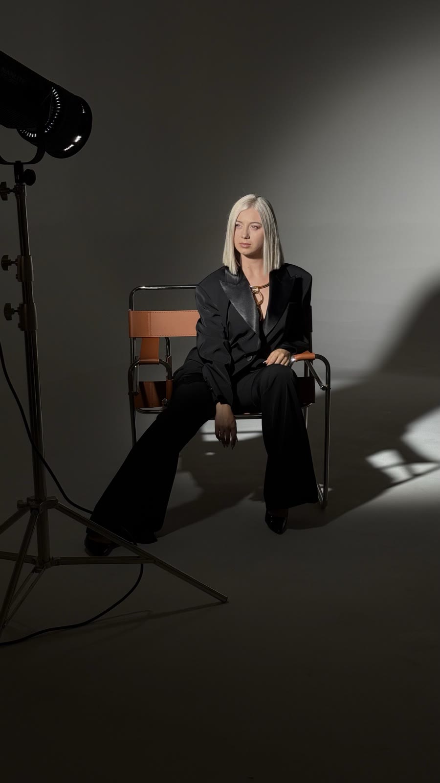 Kristina Strilets in a photo studio with soft light